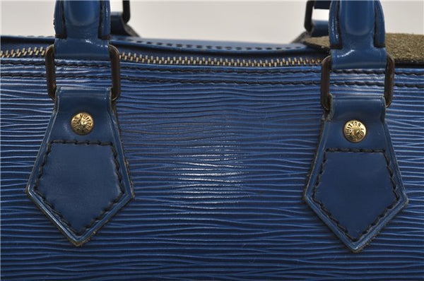 Authentic Louis Vuitton Epi Speedy 25 Hand Boston Bag Blue M43015 LV 8686D