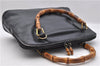 Authentic GUCCI Bamboo 2way Hand Shoulder Bag Purse Leather Black 8691C