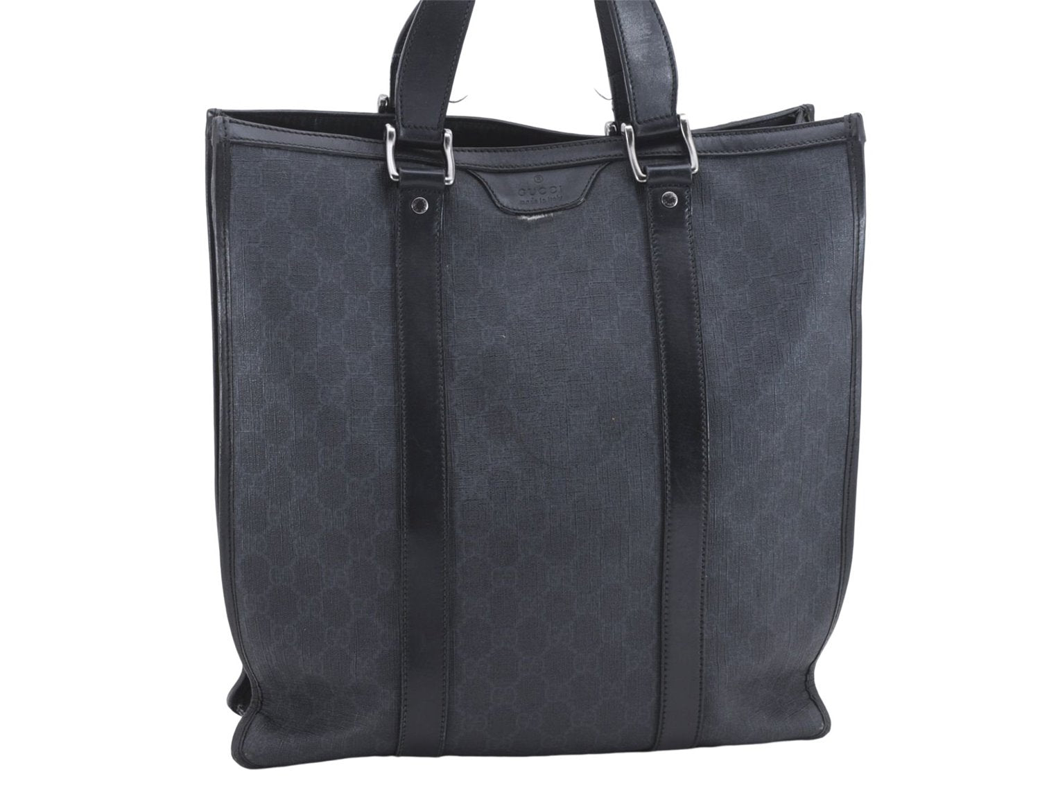 Authentic GUCCI Tote Hand Bag GG PVC Leather 322072 Black 8691D