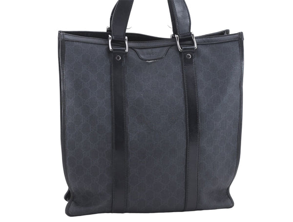 Authentic GUCCI Tote Hand Bag GG PVC Leather 322072 Black 8691D