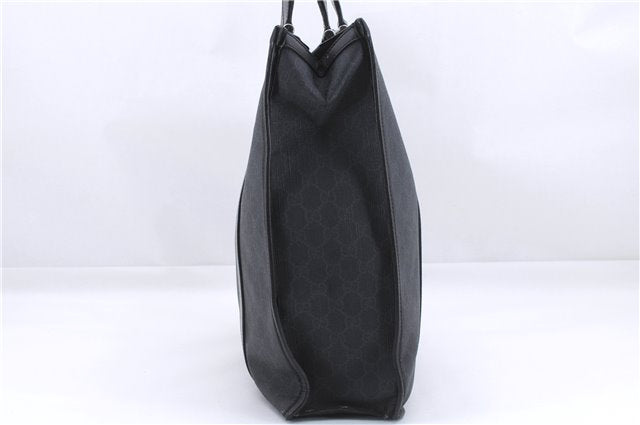 Authentic GUCCI Tote Hand Bag GG PVC Leather 322072 Black 8691D