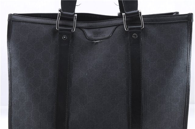 Authentic GUCCI Tote Hand Bag GG PVC Leather 322072 Black 8691D