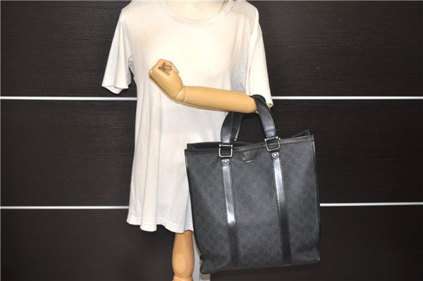 Authentic GUCCI Tote Hand Bag GG PVC Leather 322072 Black 8691D