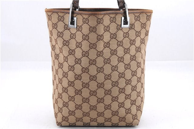 Authentic GUCCI Shoulder Tote Bag GG Canvas Leather 31244 Brown  8693D