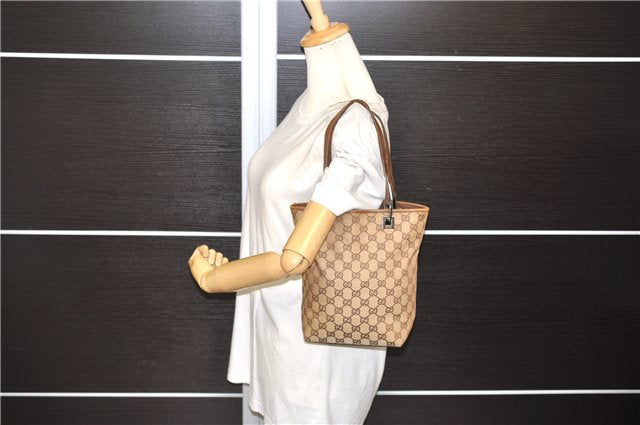 Authentic GUCCI Shoulder Tote Bag GG Canvas Leather 31244 Brown  8693D