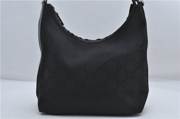 Authentic GUCCI GG Shoulder Hand Bag Nylon Leather 28335 Black 8694D