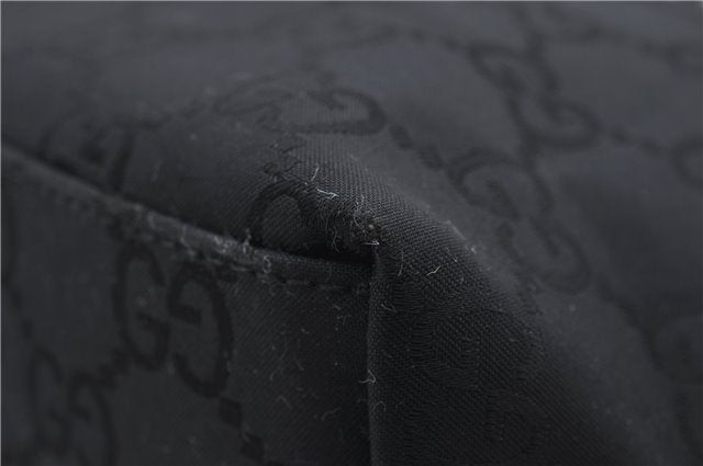 Authentic GUCCI GG Shoulder Hand Bag Nylon Leather 28335 Black 8694D