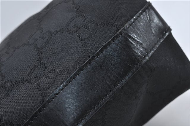 Authentic GUCCI GG Shoulder Hand Bag Nylon Leather 28335 Black 8694D
