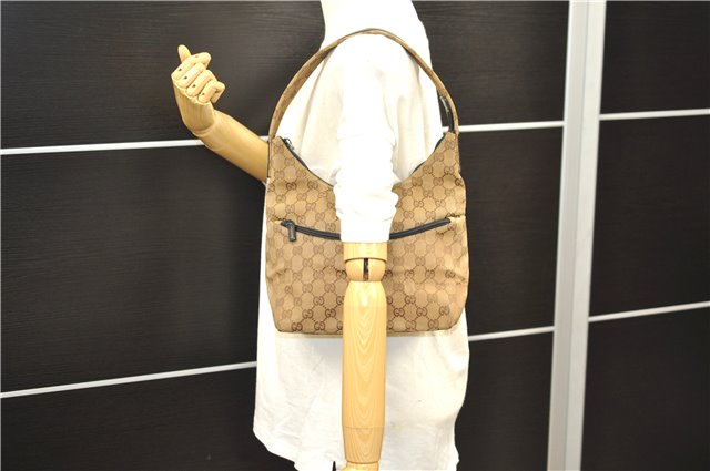 Authentic GUCCI Shoulder Hand Bag GG Canvas Leather 0013386 Brown 8696D
