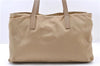 Authentic PRADA Nylon Leather Shoulder Tote Bag Purse Beige 8697C