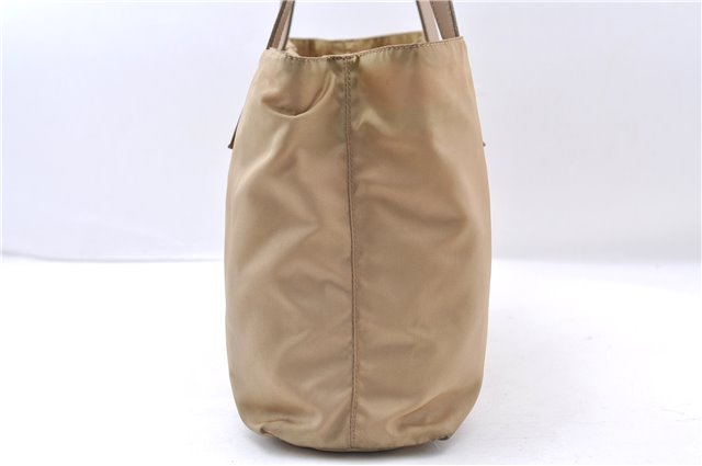 Authentic PRADA Nylon Leather Shoulder Tote Bag Purse Beige 8697C