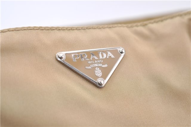 Authentic PRADA Nylon Leather Shoulder Tote Bag Purse Beige 8697C