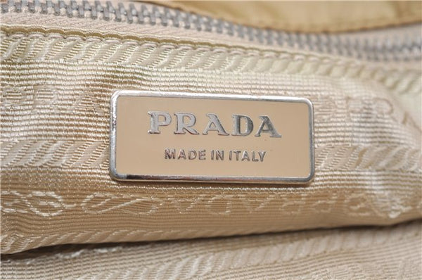 Authentic PRADA Nylon Leather Shoulder Tote Bag Purse Beige 8697C