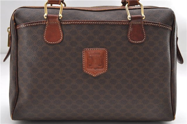 Auth CELINE Macadam Blason Pattern Shoulder Hand Bag PVC Leather Brown 8697D