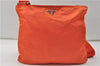 Auth PRADA VELA SPORT Nylon Leather Shoulder Cross Body Bag BT0175 Orange 8698D