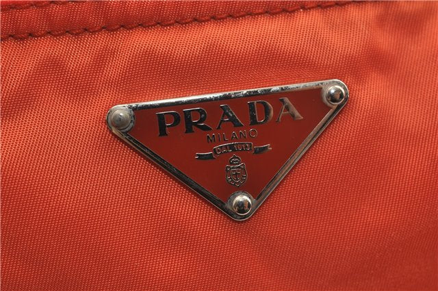 Auth PRADA VELA SPORT Nylon Leather Shoulder Cross Body Bag BT0175 Orange 8698D