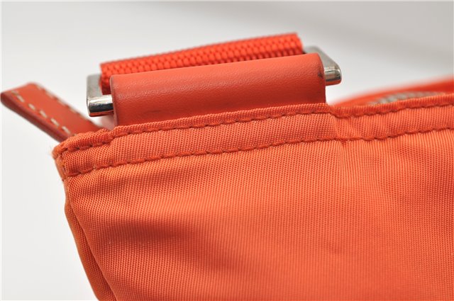 Auth PRADA VELA SPORT Nylon Leather Shoulder Cross Body Bag BT0175 Orange 8698D