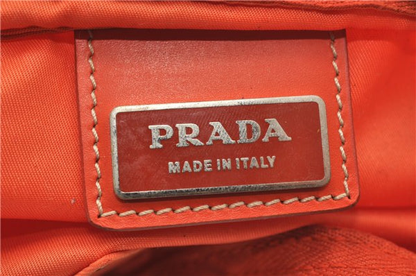 Auth PRADA VELA SPORT Nylon Leather Shoulder Cross Body Bag BT0175 Orange 8698D