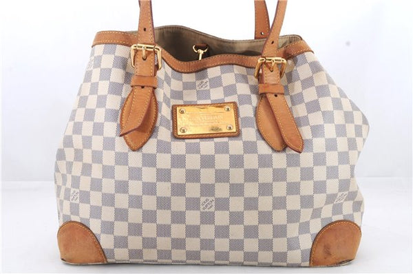 Auth LOUIS VUITTON Damier Azur Hampstead MM Shoulder Tote Bag N51206 LV 8699C