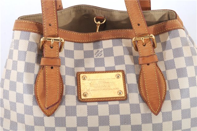 Auth LOUIS VUITTON Damier Azur Hampstead MM Shoulder Tote Bag N51206 LV 8699C