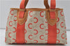 Authentic CELINE C Macadam Carriag Shoulder Tote Bag PVC Leather Beige 8700D