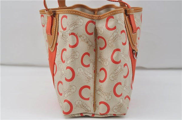 Authentic CELINE C Macadam Carriag Shoulder Tote Bag PVC Leather Beige 8700D