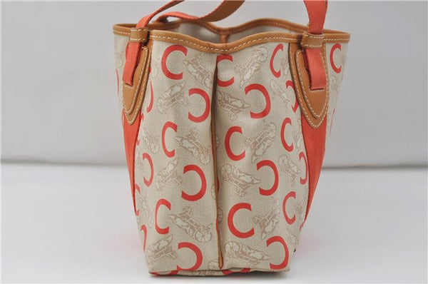 Authentic CELINE C Macadam Carriag Shoulder Tote Bag PVC Leather Beige 8700D