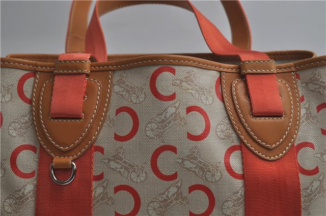 Authentic CELINE C Macadam Carriag Shoulder Tote Bag PVC Leather Beige 8700D