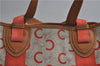 Authentic CELINE C Macadam Carriag Shoulder Tote Bag PVC Leather Beige 8700D