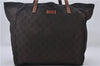 Authentic GUCCI Shoulder Tote Bag GG Nylon Leather 282439 Brown 8702D