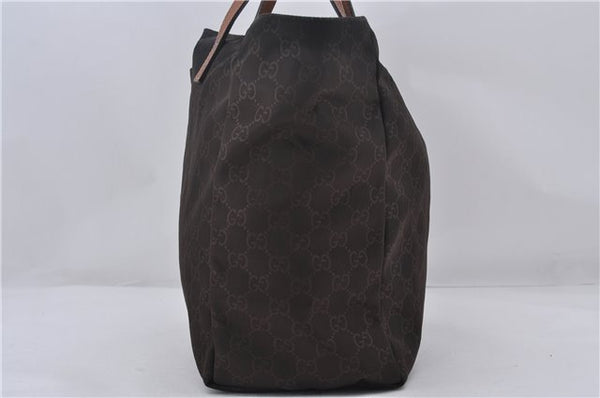 Authentic GUCCI Shoulder Tote Bag GG Nylon Leather 282439 Brown 8702D