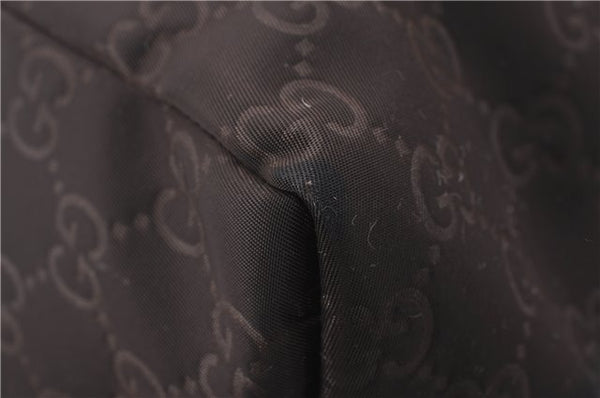 Authentic GUCCI Shoulder Tote Bag GG Nylon Leather 282439 Brown 8702D