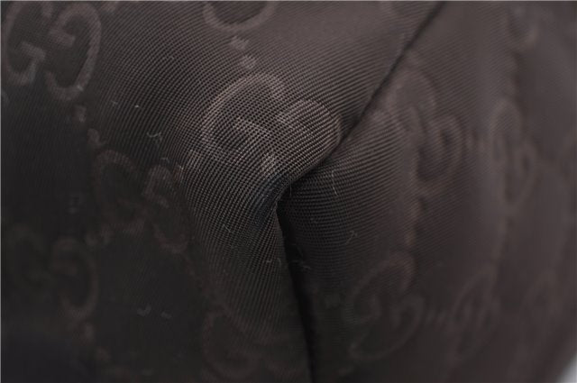 Authentic GUCCI Shoulder Tote Bag GG Nylon Leather 282439 Brown 8702D