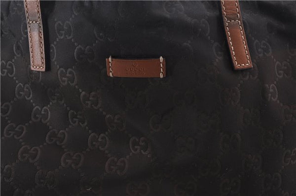 Authentic GUCCI Shoulder Tote Bag GG Nylon Leather 282439 Brown 8702D
