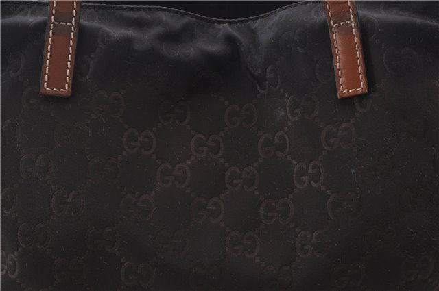 Authentic GUCCI Shoulder Tote Bag GG Nylon Leather 282439 Brown 8702D