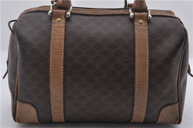 Authentic CELINE Macadam Blason Pattern Hand Bag Purse PVC Leather Brown 8703D
