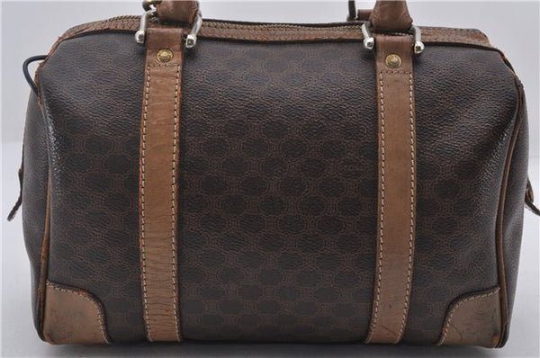 Authentic CELINE Macadam Blason Pattern Hand Bag Purse PVC Leather Brown 8703D