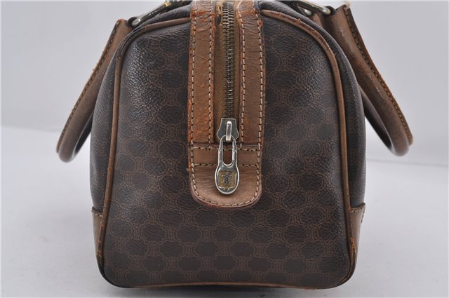 Authentic CELINE Macadam Blason Pattern Hand Bag Purse PVC Leather Brown 8703D