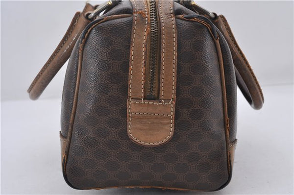 Authentic CELINE Macadam Blason Pattern Hand Bag Purse PVC Leather Brown 8703D