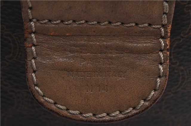 Authentic CELINE Macadam Blason Pattern Hand Bag Purse PVC Leather Brown 8703D