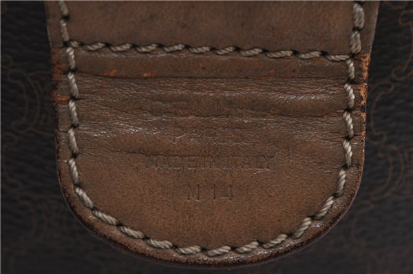 Authentic CELINE Macadam Blason Pattern Hand Bag Purse PVC Leather Brown 8703D