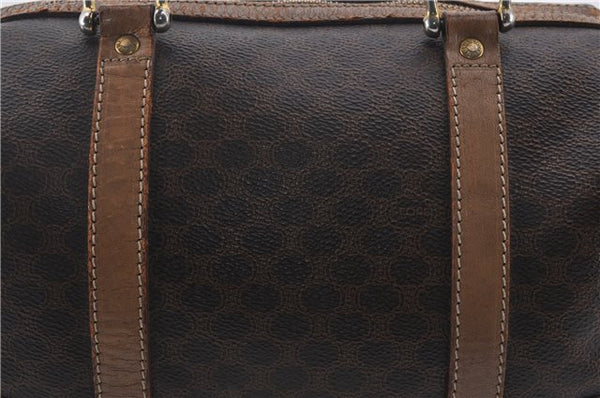 Authentic CELINE Macadam Blason Pattern Hand Bag Purse PVC Leather Brown 8703D