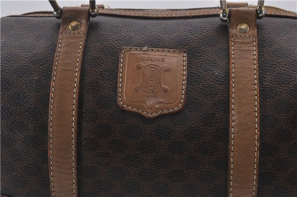 Authentic CELINE Macadam Blason Pattern Hand Bag Purse PVC Leather Brown 8703D