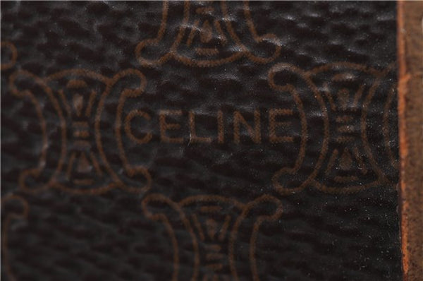 Authentic CELINE Macadam Blason Pattern Hand Bag Purse PVC Leather Brown 8703D