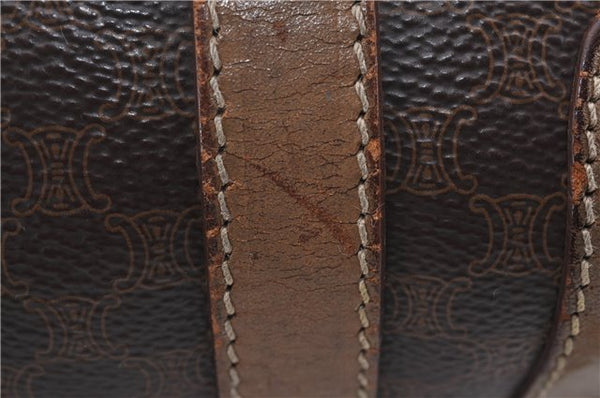 Authentic CELINE Macadam Blason Pattern Hand Bag Purse PVC Leather Brown 8703D