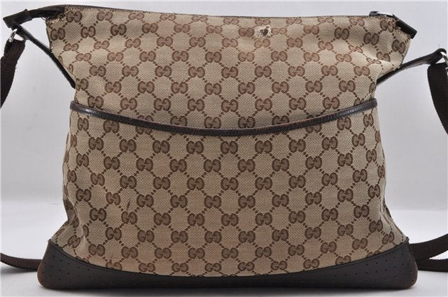 Authentic GUCCI Shoulder Cross Body Bag GG Canvas Leather 145856 Brown 8708C