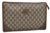 Authentic GUCCI Clutch Hand Bag Purse GG PVC Leather Brown 8713C