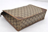 Authentic GUCCI Clutch Hand Bag Purse GG PVC Leather Brown 8713C