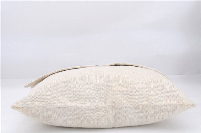 Authentic HERMES Clutch Hand Bag Purse Cotton Ivory 8716D