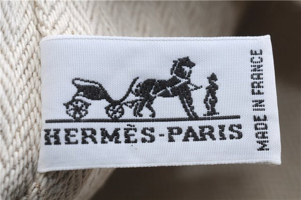 Authentic HERMES Clutch Hand Bag Purse Cotton Ivory 8716D